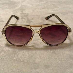 Michael Kors Gold Translucent Frame Sunglasses with Purple Lenses